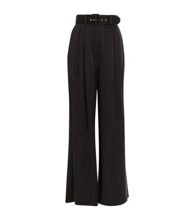Zimmermann Silk Wide-leg Trousers In Blue