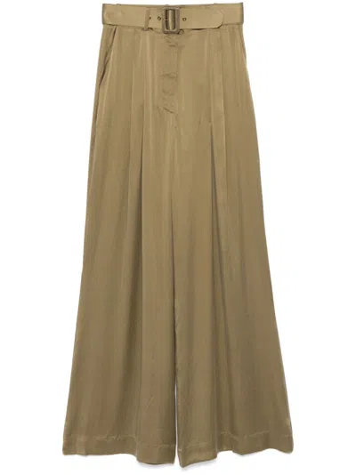 Zimmermann Silk Wide-leg Trousers In Green