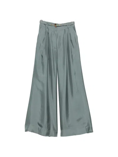 Zimmermann Silk Wide-leg Trousers In Grey