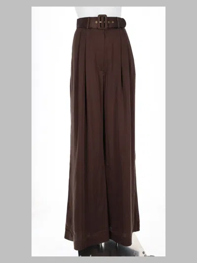 Zimmermann Silk Wide-leg Trousers With Belt In Animal Print
