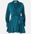 Zimmermann Blue Silk Wrap Minidress