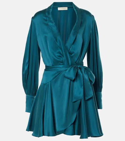 Zimmermann Blue Silk Wrap Minidress