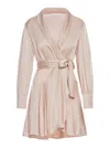 Zimmermann Silk Wrap Mini Dress In Nude & Neutrals
