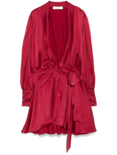 Zimmermann Silk Wrap Dress In Red