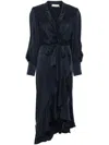 Zimmermann Long-sleeve Wrap Silk Midi Dress