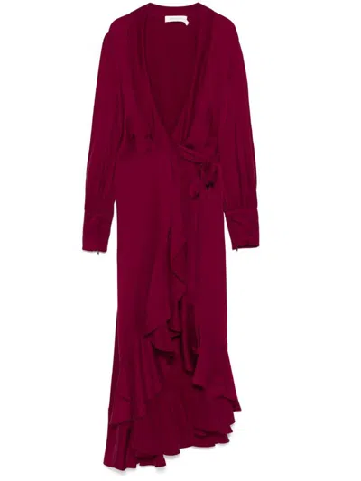 Zimmermann Silk Wrap Midi Dress Clothing In Red