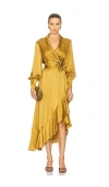 Zimmermann Silk Wrap Midi Dress In Green