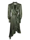 Zimmermann Silk Wrap Midi Dress In Green