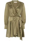 Zimmermann Silk Wrap Dress In 绿色