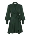 Zimmermann Silk Wrap Mini Dress In Forest
