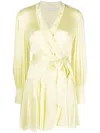 Zimmermann Silk Wrap Mini Dress In Lemon In Yellow