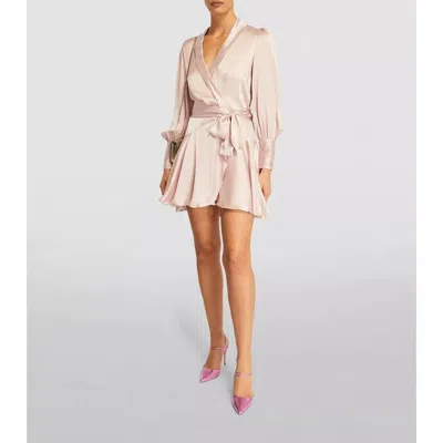 Zimmermann Silk Wrap Mini Dress In Petal