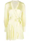 Zimmermann Silk Wrap Mini Dress In Lemon In Yellow