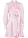 Zimmermann Long-sleeve Wrap Silk Minidress In Pink
