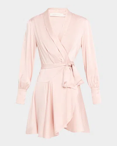 Zimmermann Silk Wrap Mini Dress In Pink