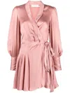 Zimmermann Silk Wrap Mini Dress In Pink
