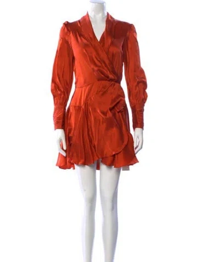 Pre-owned Zimmermann Silk Wrap Mini Mini Dress In Red
