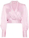 Zimmermann Wraparound Silk Top In Pink