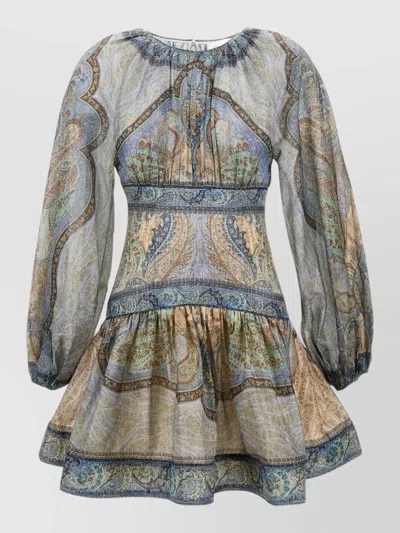 ZIMMERMANN SILK-BLEND PAISLEY MINI DRESS