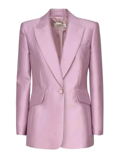 Zimmermann Single-breasted Jacket In Wool And Silk In Purple