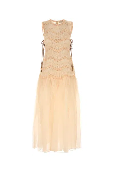Zimmermann Skin Pink Macrame Illuminate Dress In Nude