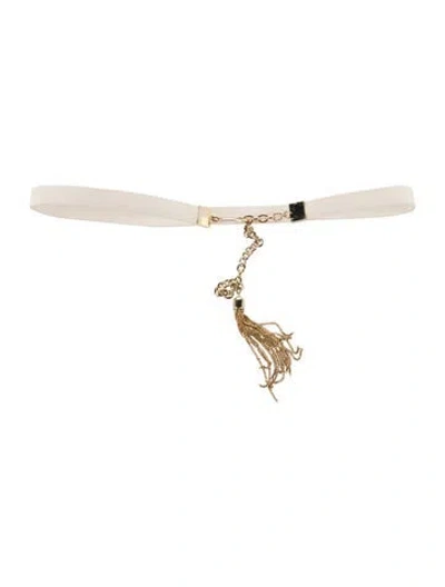 Pre-owned Zimmermann Skinny Chain-link Accents Waist Belt In Neutral
