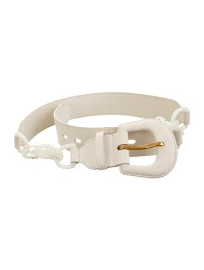 Pre-owned Zimmermann Skinny Leather Chain-link Belt In White