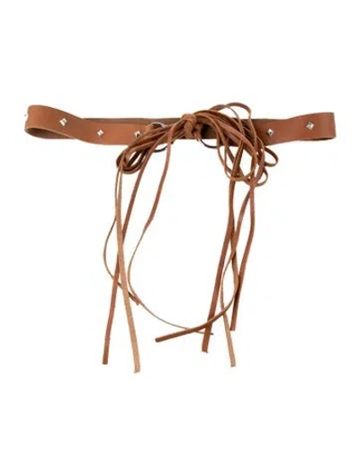 Pre-owned Zimmermann Skinny Leather Waist Belt In Brown