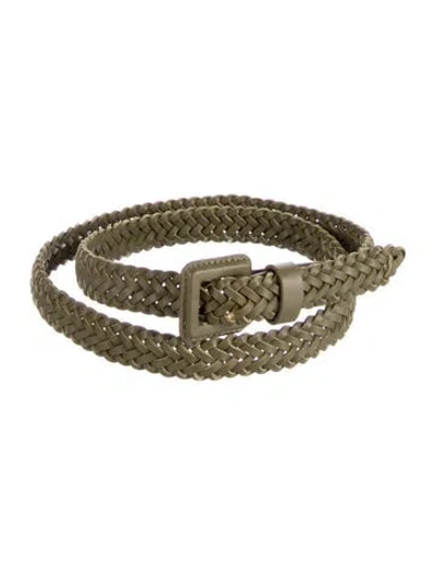Pre-owned Zimmermann Skinny Leather Waist Belt In Green