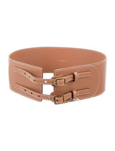 Pre-owned Zimmermann Skinny Leather Waist Belt W/ Tags In Brown