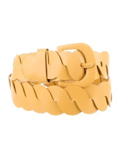 Pre-owned Zimmermann Skinny Leather Waist Belt In Yellow