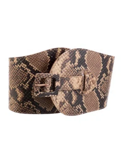 Pre-owned Zimmermann Skinny Python Waist Belt In Neutral