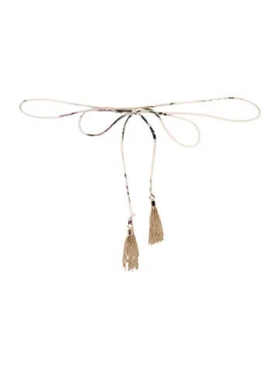 Pre-owned Zimmermann Skinny Tassel Accents Waist Belt In Neutral