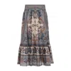 Zimmermann Womens Blue Cream Indienne Ascension Tiered Silk Midi Skirt Xs