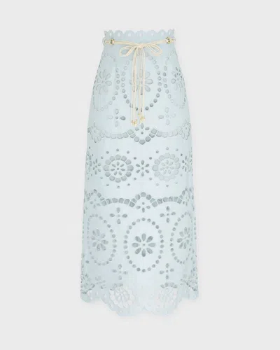 Zimmermann Skirt Awaken Embroidered In Blue