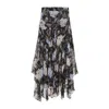 Zimmermann Black Eden Handkerchief Viscose Midi Skirt In Black