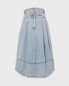 Zimmermann High Waist A-line Midi Skirt With Buttons In Blue