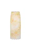 Zimmermann Crush Scalloped Midi Skirt In Yellow Floral In Yellow