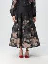 Zimmermann Pavilion Floral-print Linen And Silk-blend Midi Skirt In Black