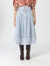 Zimmermann High Waist A-line Midi Skirt With Buttons In Blue