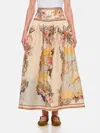 Zimmermann Linen Nautrical Map Print Midi Skirt In Multicolor