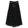 Zimmermann Zim Rhiannon Embroidered Scallop Hem Wblt Midi Skirt Black In Black
