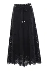 Zimmermann Zim Rhiannon Embroidered Scallop Hem Wblt Midi Skirt Black In Black