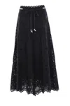 Zimmermann Zim Rhiannon Embroidered Scallop Hem Wblt Midi Skirt Black
