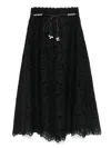 Zimmermann Zim Rhiannon Embroidered Scallop Hem Wblt Midi Skirt Black In Black