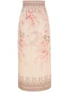 Zimmermann Women Pink Linen Illuminate Midi Pencil Skirt