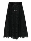 Zimmermann Zim Rhiannon Embroidered Scallop Hem Wblt Midi Skirt Black