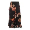 Zimmermann Black Floral Viscose Hypnotic Asymmetric Skirt