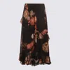 Zimmermann Black Floral Viscose Hypnotic Asymmetric Skirt In Black