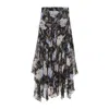 Zimmermann Black Eden Handkerchief Viscose Midi Skirt In Black